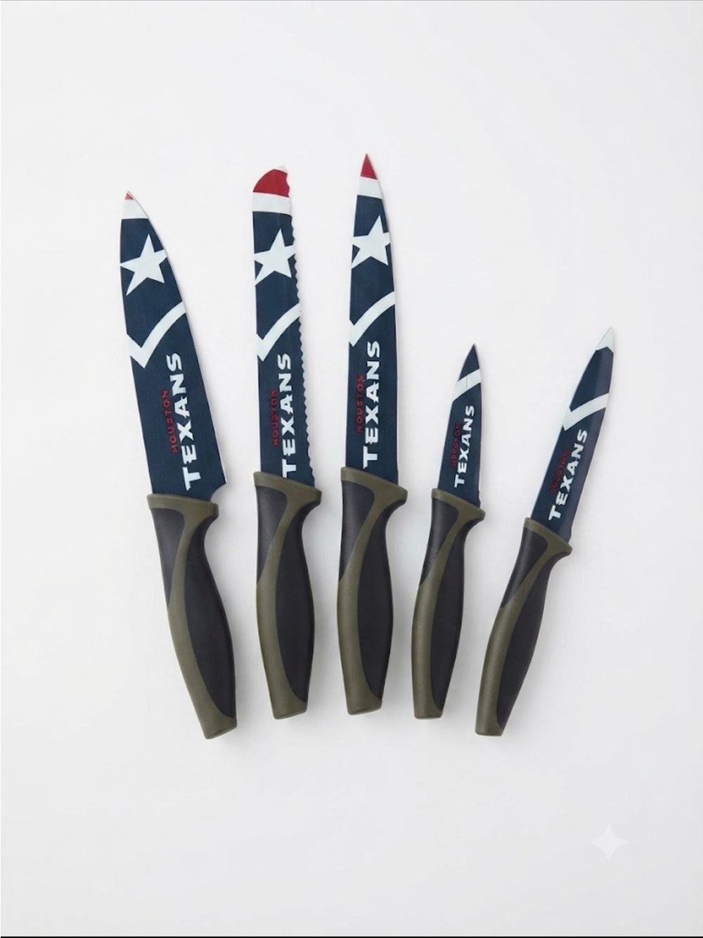 Branded Navy and White Steak Knife Set